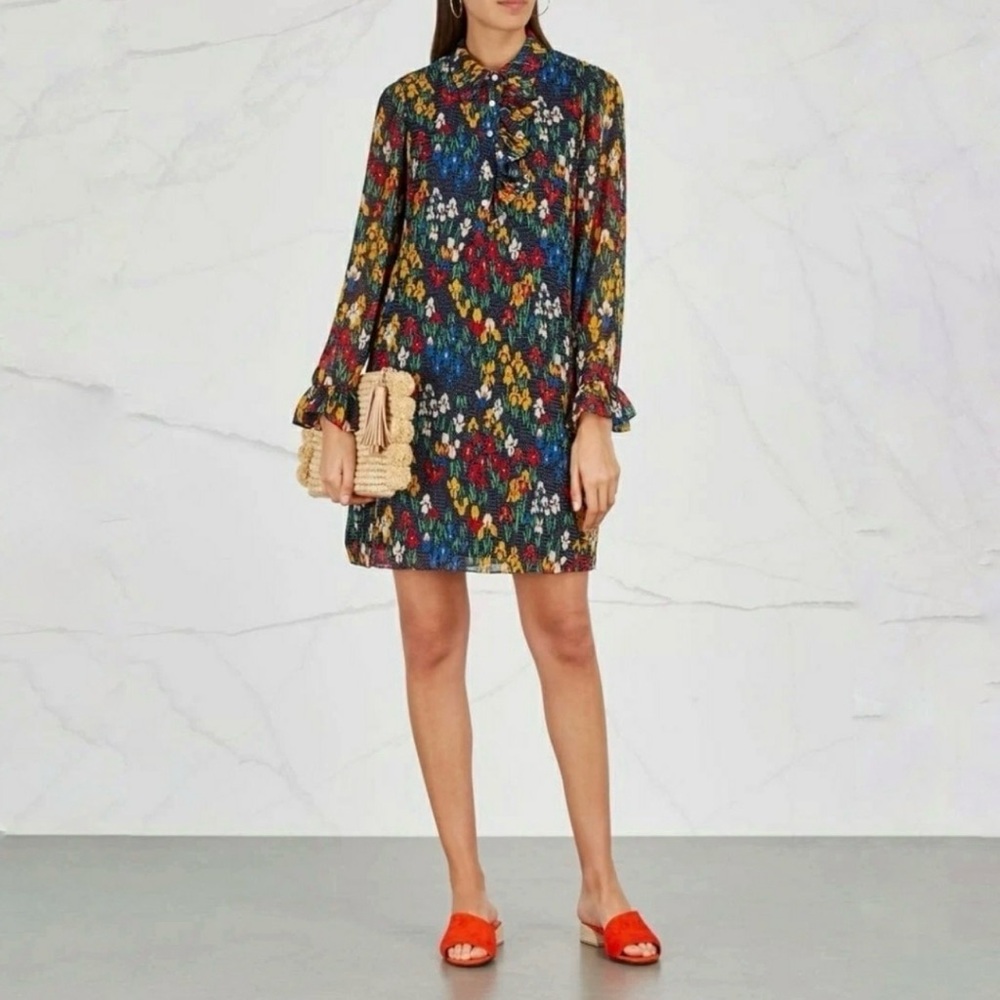 Tory Burch Navy Livia Dress in Iris Garden Size 14